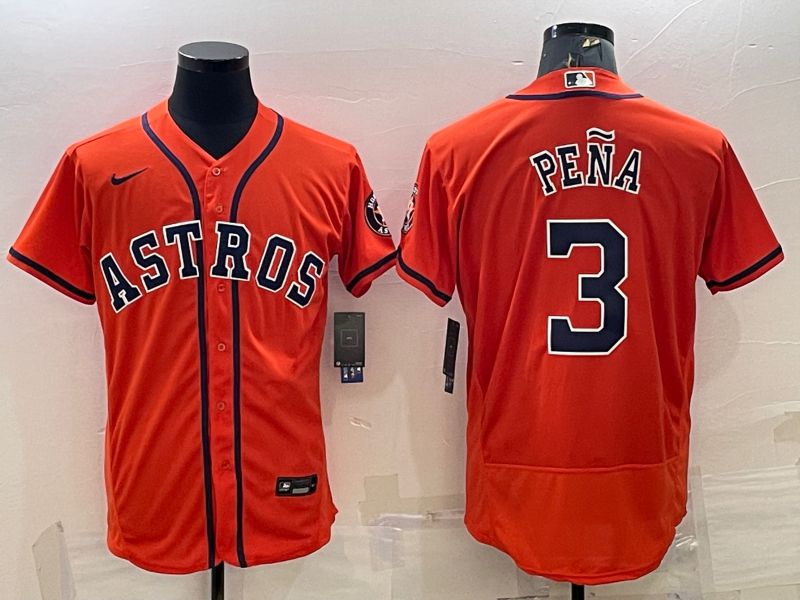 Men Houston Astros #3 Pena Orange Elite Nike 2022 MLB Jersey->houston astros->MLB Jersey